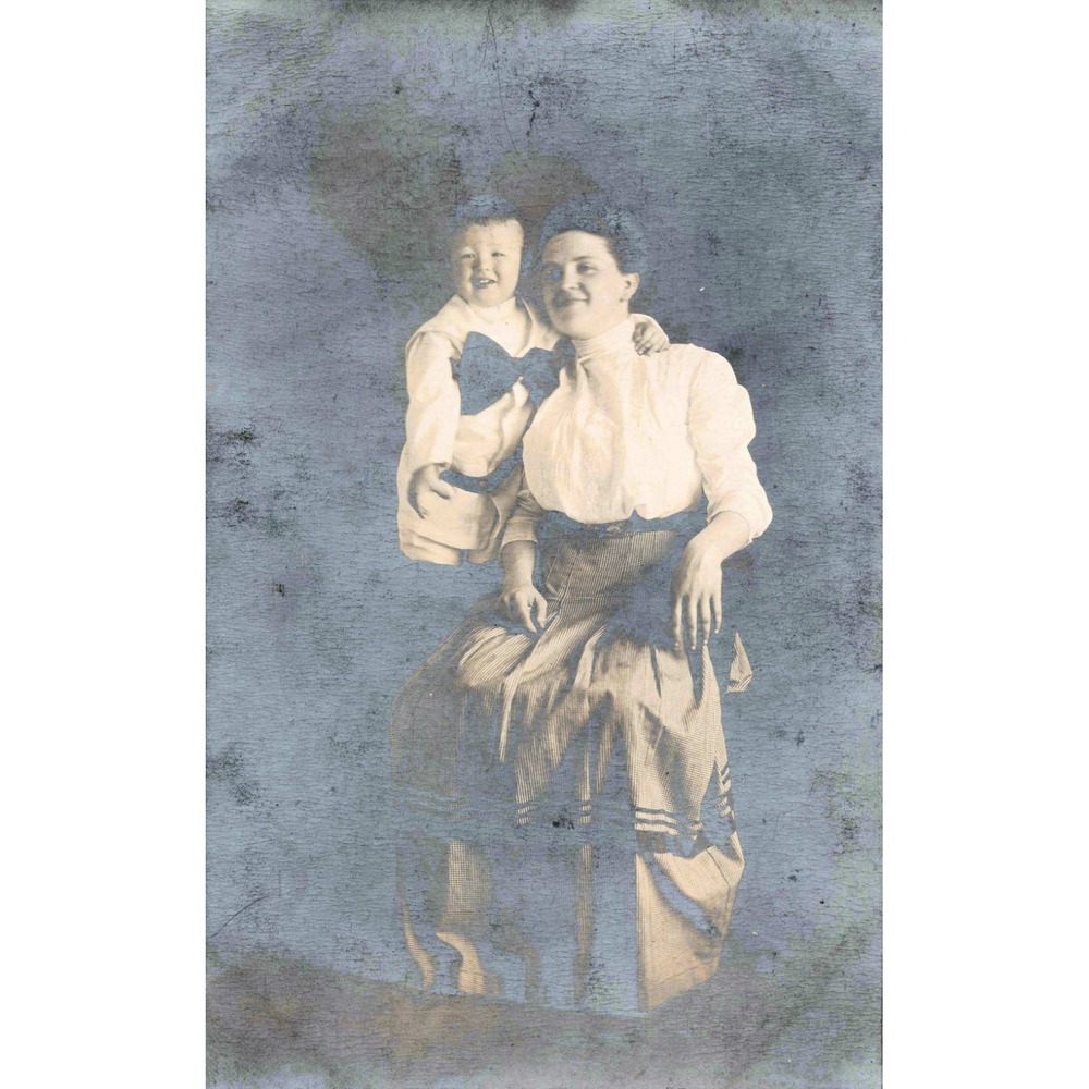 Antique RPPC Real Photo Postcard Mother and Child Portrait CYKO Stamp Box G - Picture 1 of 2